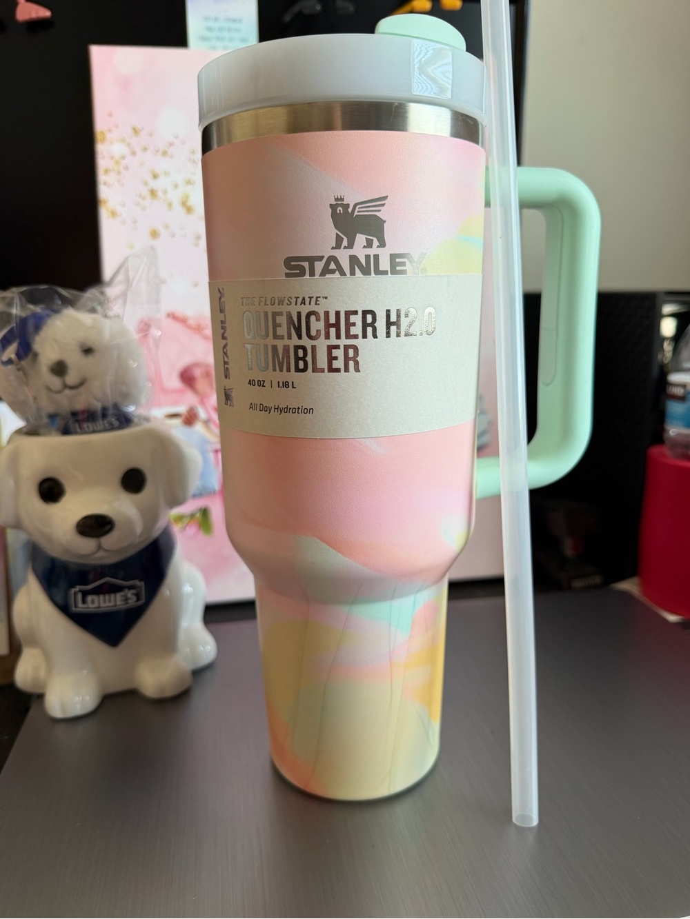 Stanley Quencher H2.0 Tumbler - Pastel Pink Multicolor RARE colors